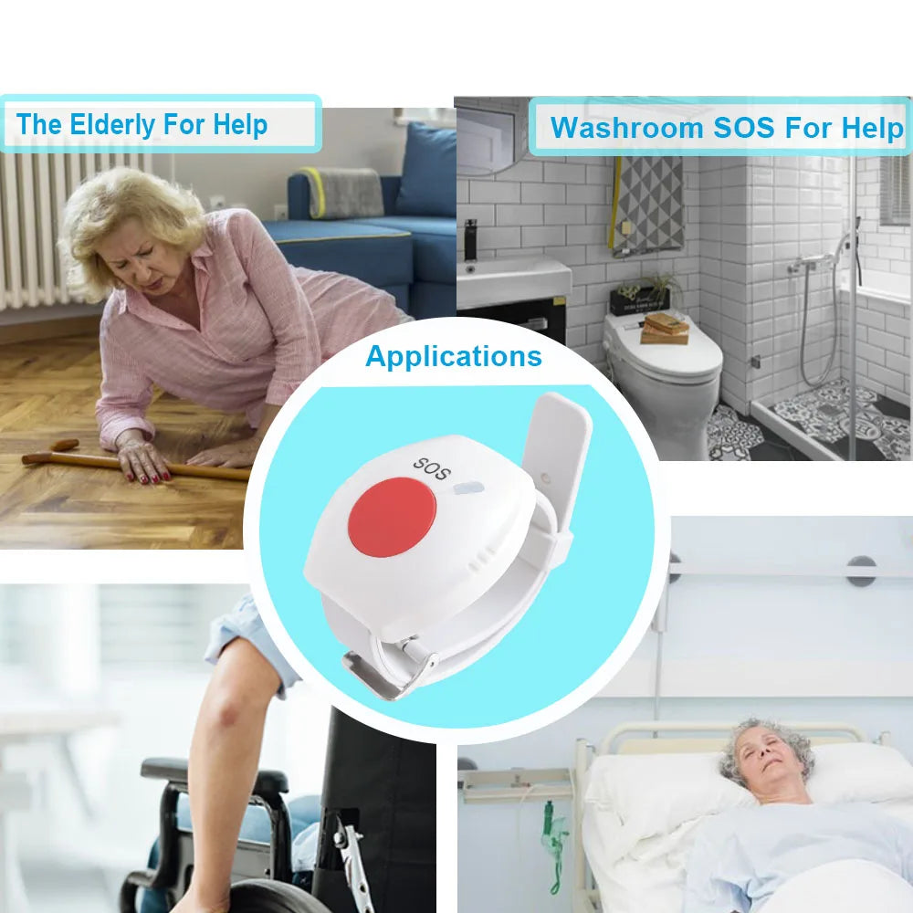 Wireless WiFi Elderly Caregiver Pager SOS Call Button Emergency SOS Medical Alert System for Seniors Patients Elderly At Home 
