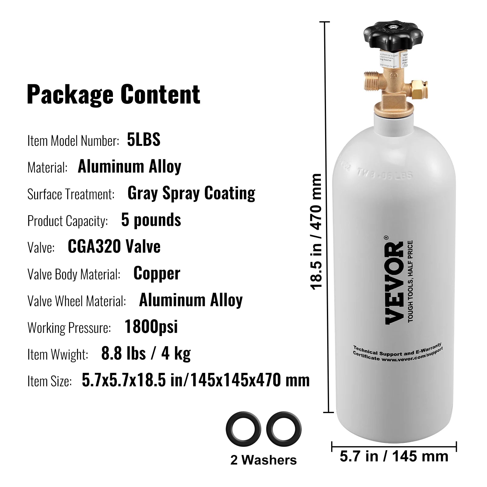 CO2 Regulator & 5lb Tank for Draft Beer with Adjustable Pressure