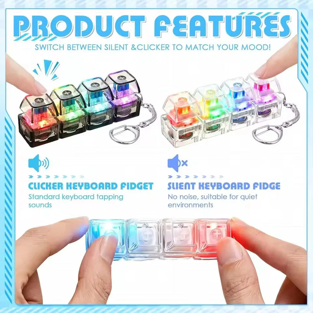 Νέο LED Φως Up Keyboard Keychain Διασχιστικά Παιχνίδια 4 Κλειδιά Κουμπιά Πληκτρολογίου Παιχνίδι Ανησυχίας Καρύκευμα Παζλ Ταχύτατη Αποστολή