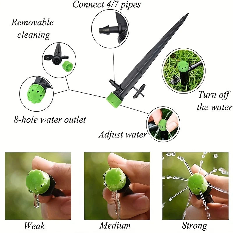 Adjustable Stake Drip Emitter, Black/Green Options