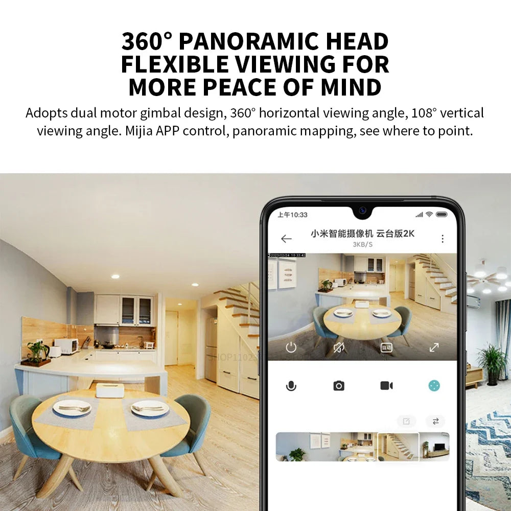 360° Smart Home Security Camera 2K PTZ 3MP AI Night Vision