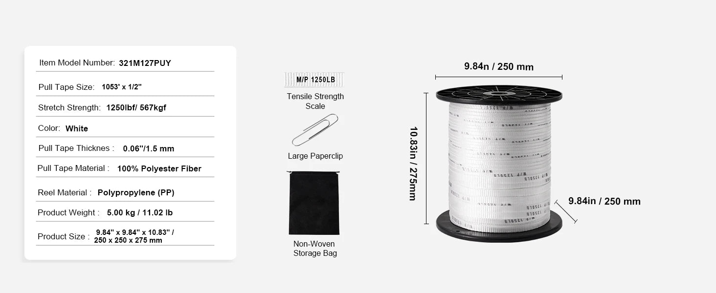 Polyester Pull Tape Flat Rope for Cable Pulling and Conduit Work