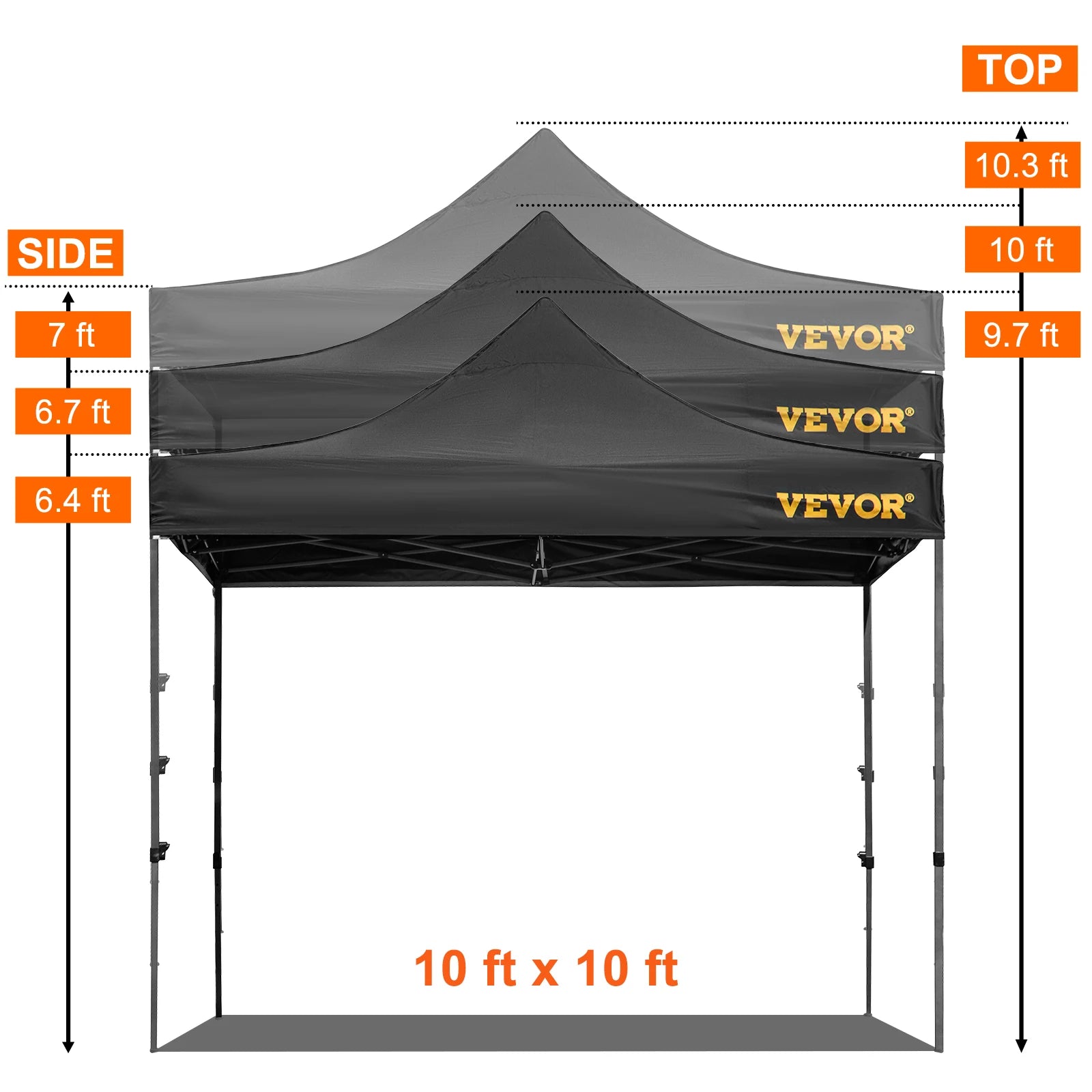 SucceBuy Tenda de Palco Pop Up 10x10 Alpendre ao Ar Livre com Paredes Laterais Removíveis e Bolsa com Rodas Abrigo Portátil Instantâneo para Festa/Acampamento