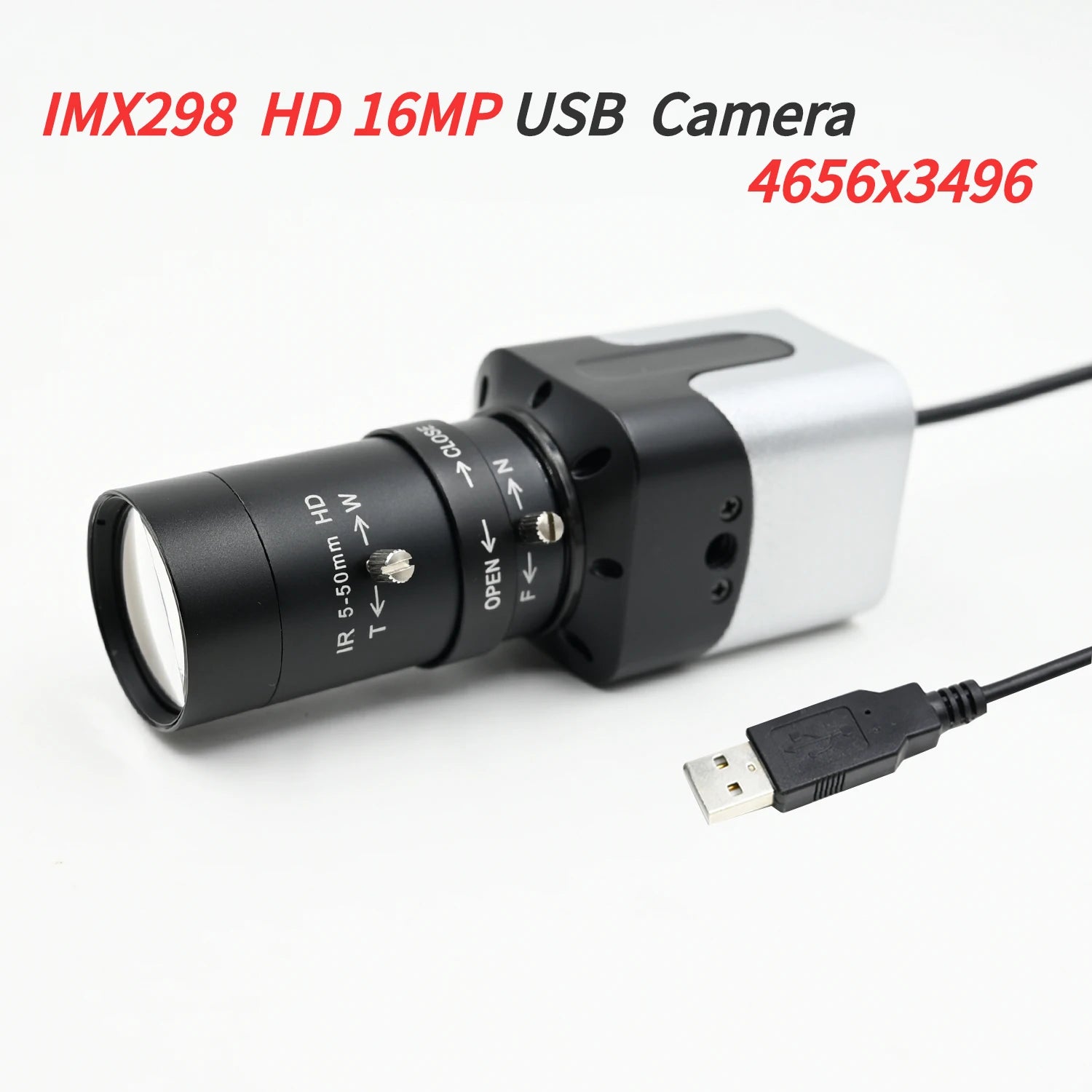 Ultra HD 16MP USB-kamera varifokaalisella CS-objektiivilla
