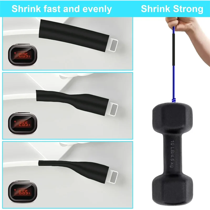 Black Heat Shrink Tube Kit Thermoresistant Tubing Shrink Wire Wrapping Electrical Connection Cable Insulation Sleeves Protecter 