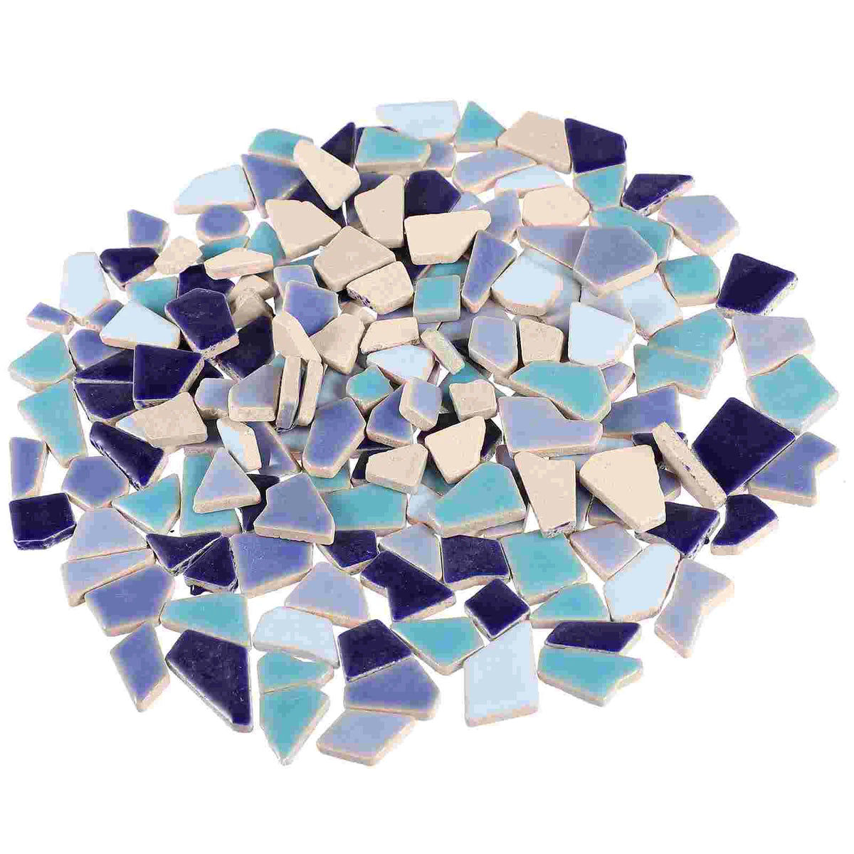 Irregular Glazed Ceramic Mosaic Pieces, Blue or Green