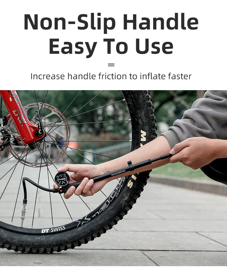 Bicyklová pumpa na nárazy a pneumatiky 300PSI s manometrom na MTB a cestné