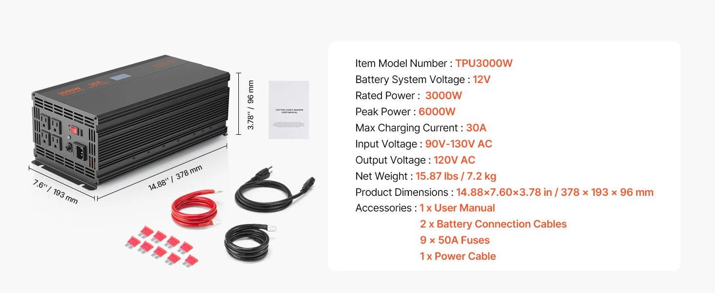 Sump Pump Battery Backup System 1500W / 3000W Auto Switch