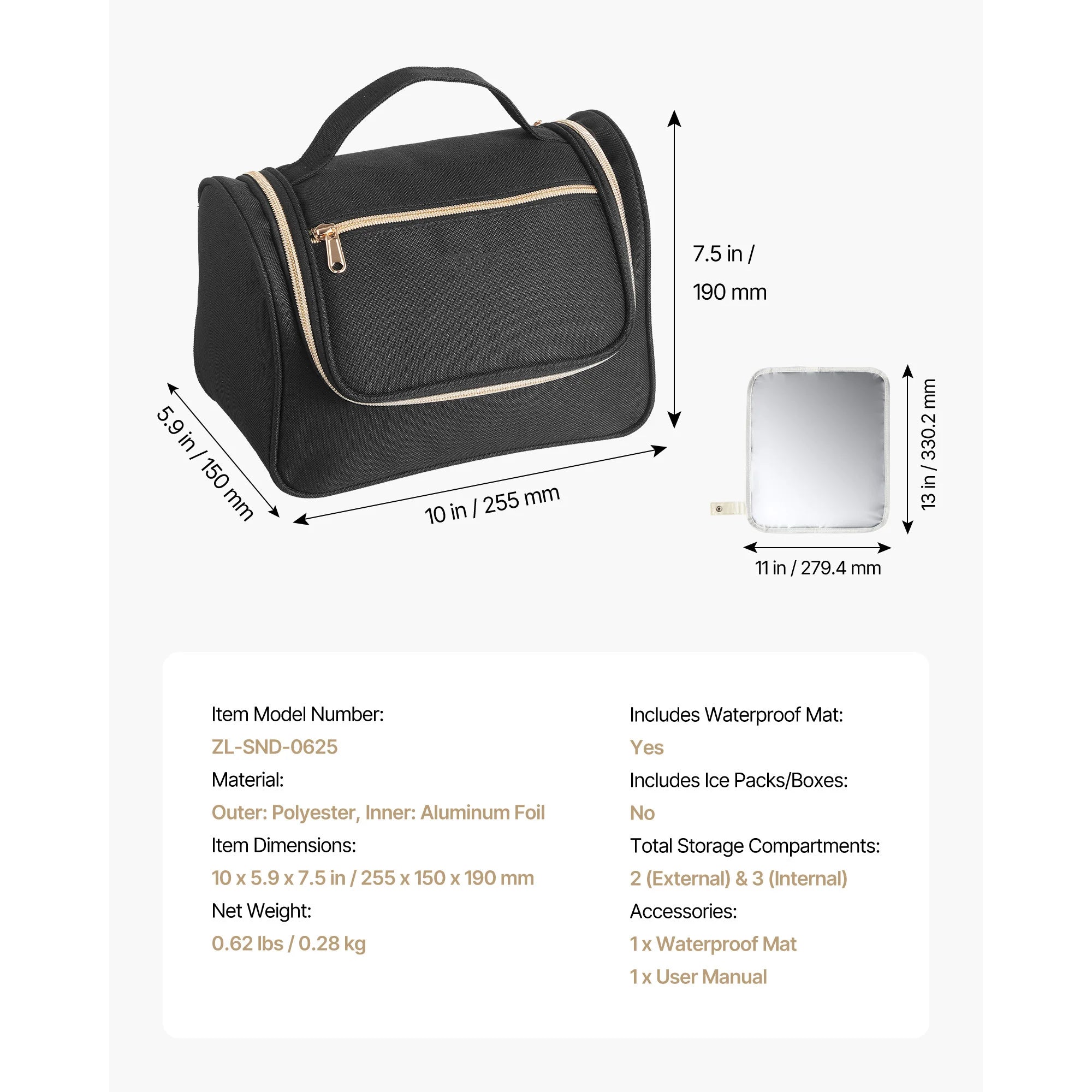 Portable Breast Pump Bag with Insulated Storage & Waterproof Mat