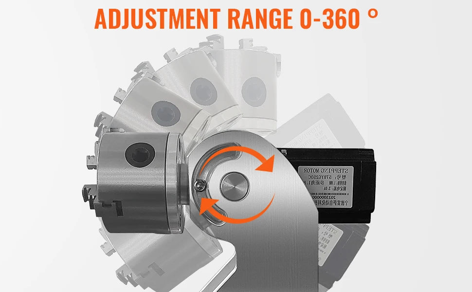 3-Claw Rotary Axis for Fiber Laser Engraving 5–80mm Cylinders