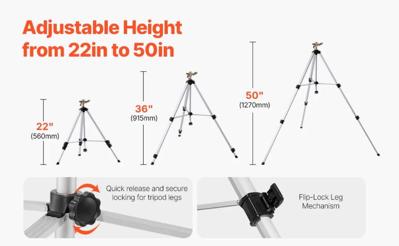 Robust trebenet plænesprinkler med messinghoved og 360° dækning
