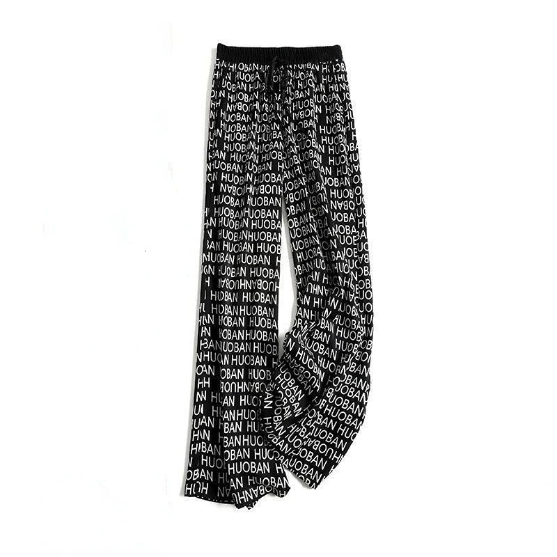 Women’s Floral Wide Leg Drawstring Pants with High Waist