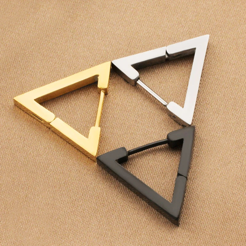 1 Pairs Punk Triangle Earrings - Unisex, Hypoallergenic Stainless Steel for Modern Style & Durability 