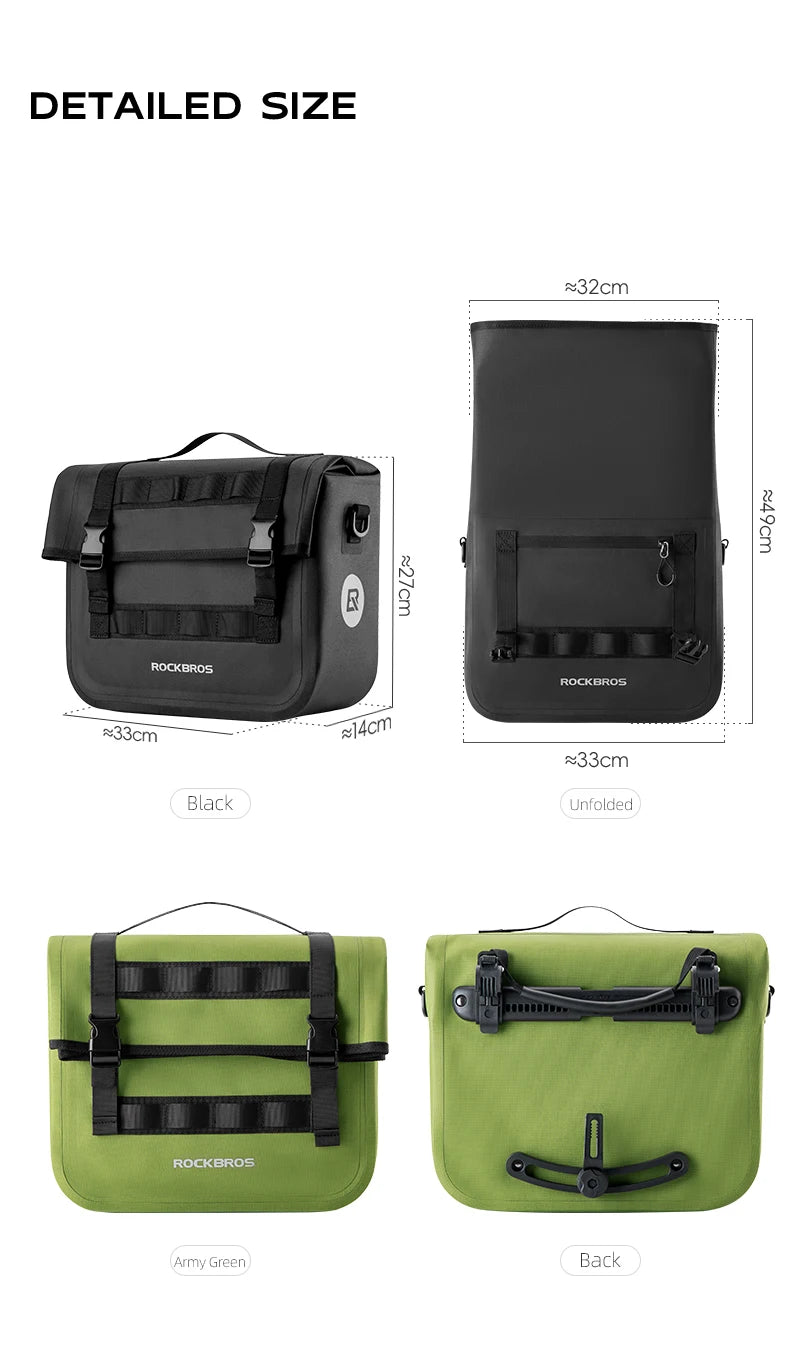 15L Bicycle Front & Fork Waterproof Bag Saddle Storage Pack