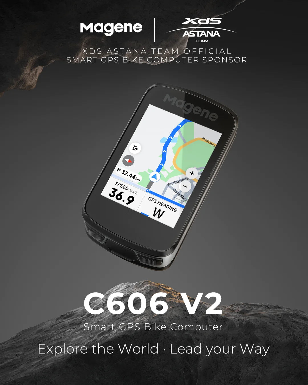 Computer per bici GPS Magene C606V2 con navigazione touchscreen da 2,8"