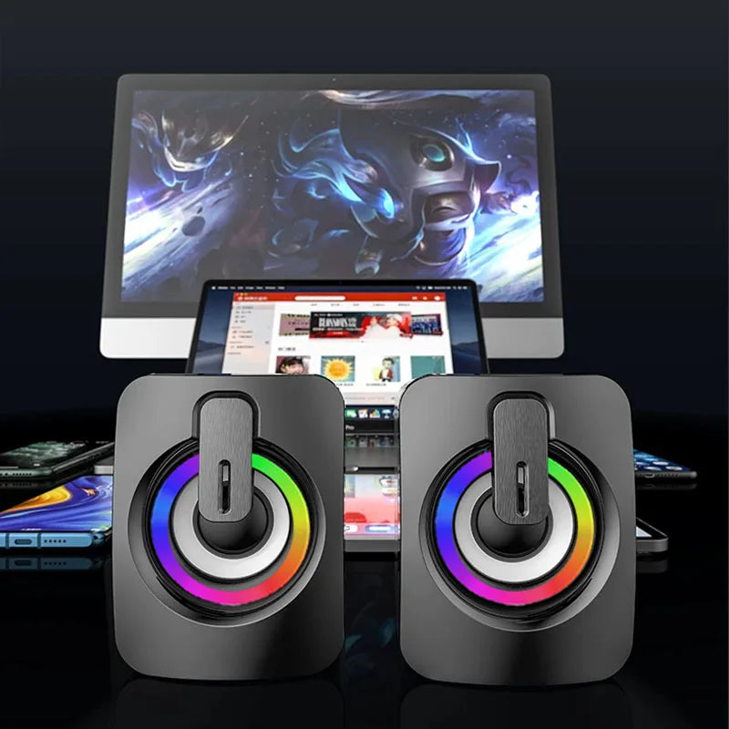 Compact Desktop Speakers with LED Lighting