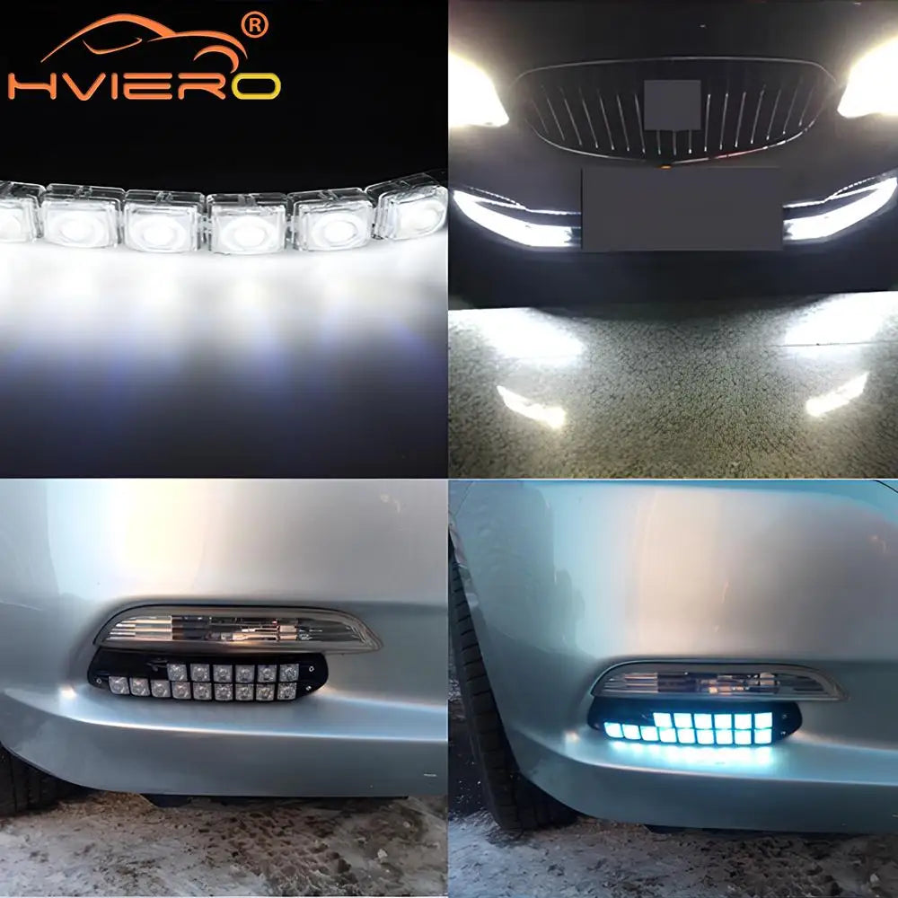 Luzes Diurnas 2X para Carro DRL LED DC 12V Brancas COB, Lâmpada de Nevoeiro Flexível em Silicone, Sinal de Mudança Automático, Luz de Ré, Travão e Mala Diurna