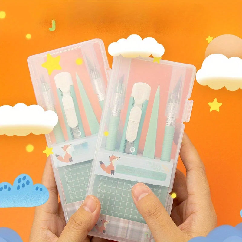 DIY Scrapbooking Tool Kit with Carving Knife, Tweezers and Mat