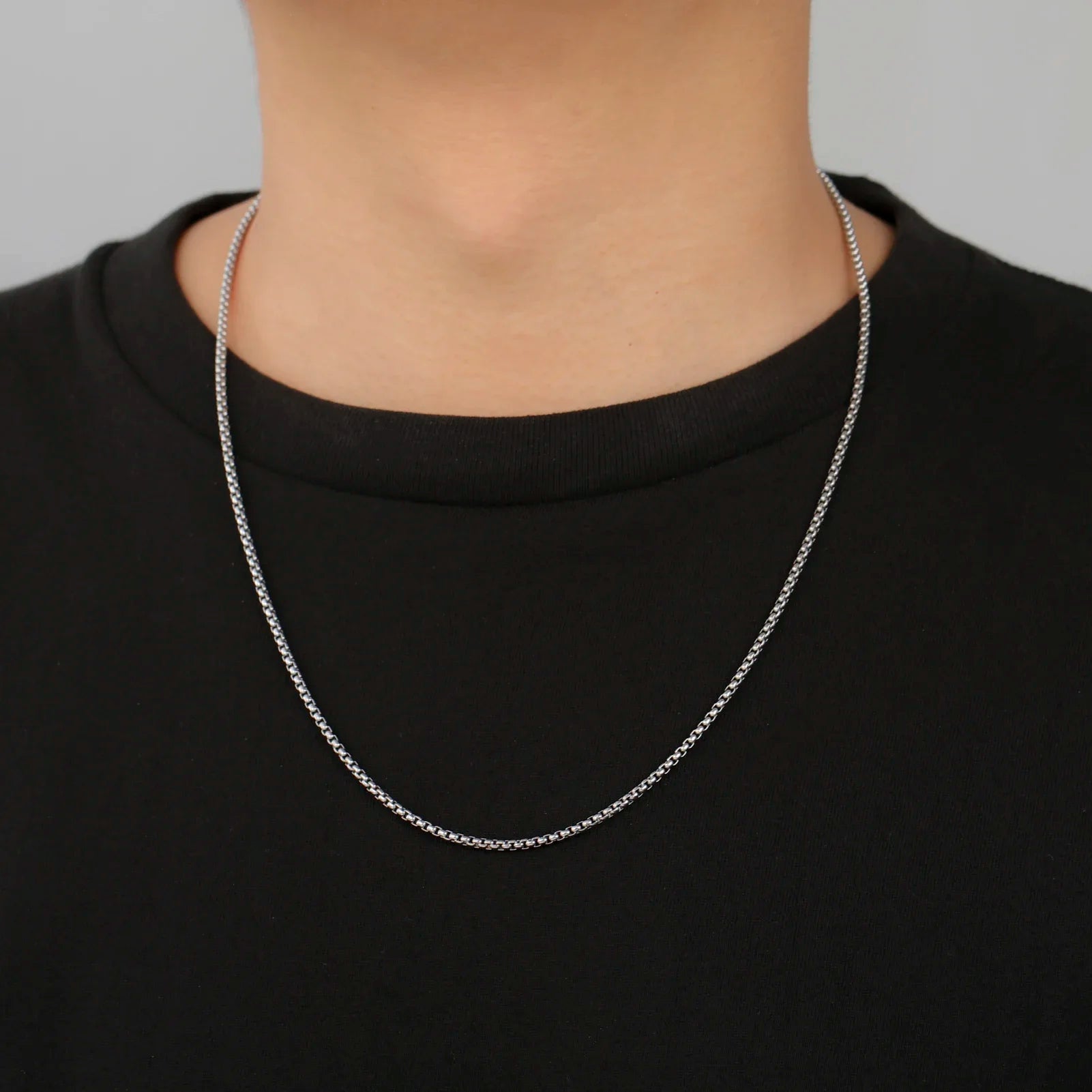 Skyrim Fashion Long Box Chain Necklace Stainless Steel Basic Punk 2-7mm Thick Chains Jewelry Gift for Men Women Wholesale 