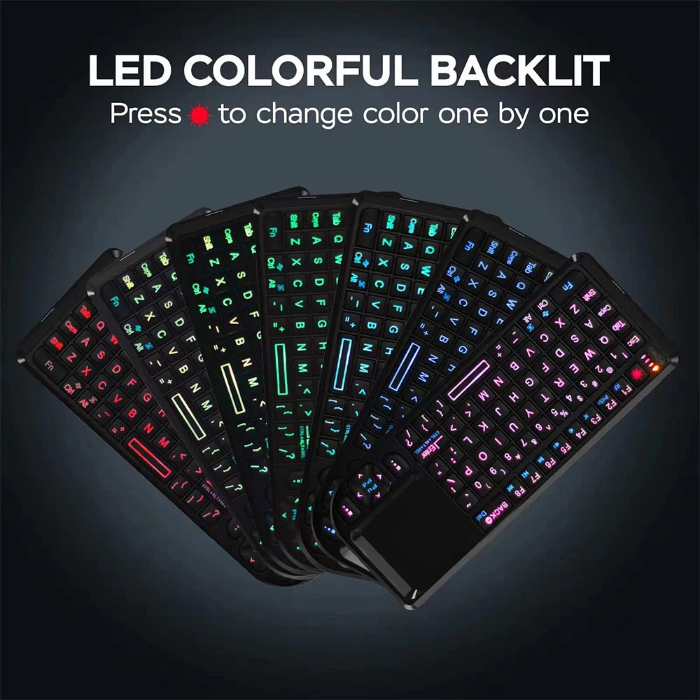 2.4G Wireless Keyboard With 7-color Backlight Touchpad Mouse And Flashligt- Portable Applicable- Perfect For PC Smart TV Box 