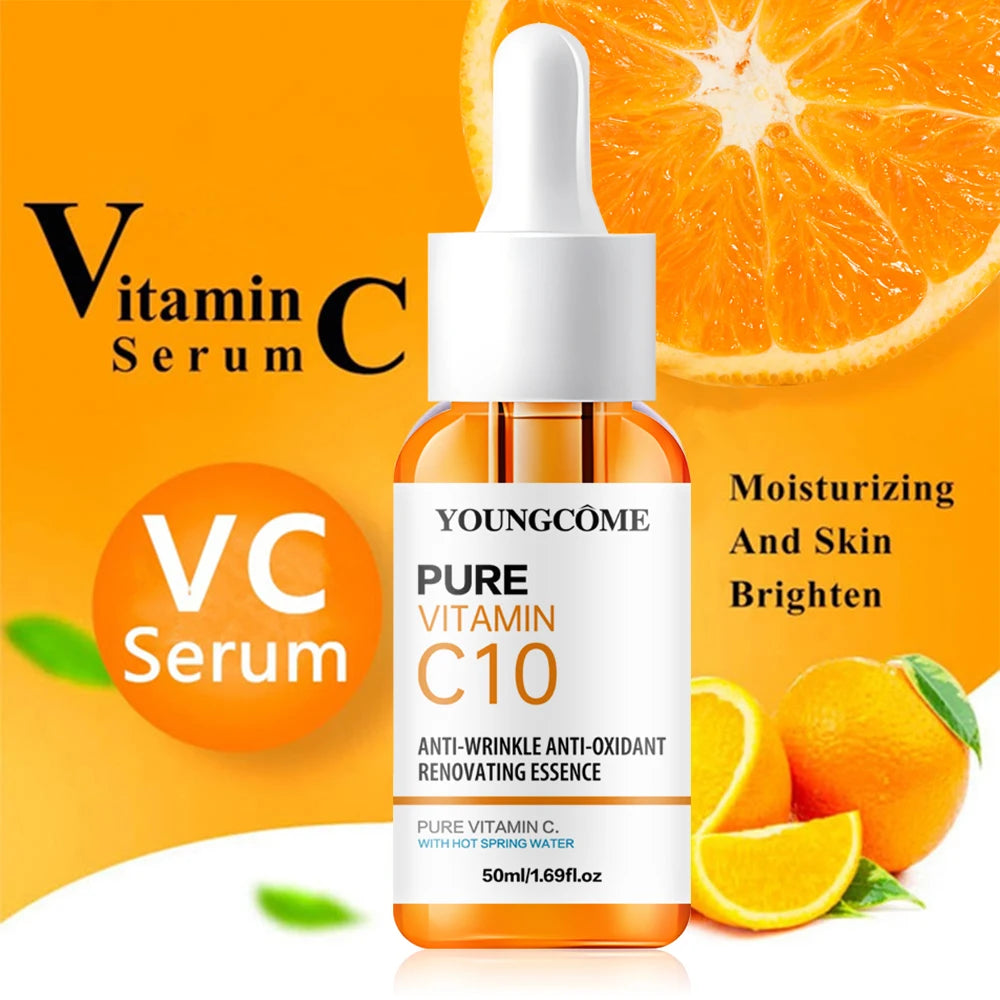 Vitamin C Facial Essence Hyaluronic Acid Dark Skin Brighten Serum Fade Fine Lines Moisturizing Repair Dull Serum Face Skin Care 