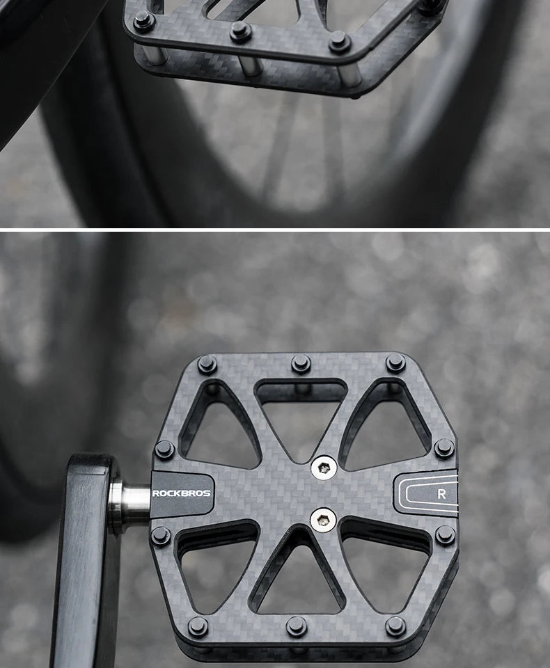ROCKBROS carbon fiber pedalen 3 lagers ultralicht MTB racefiets pedaal antislip carbon fiber fiets pedaal stofdicht waterdicht
