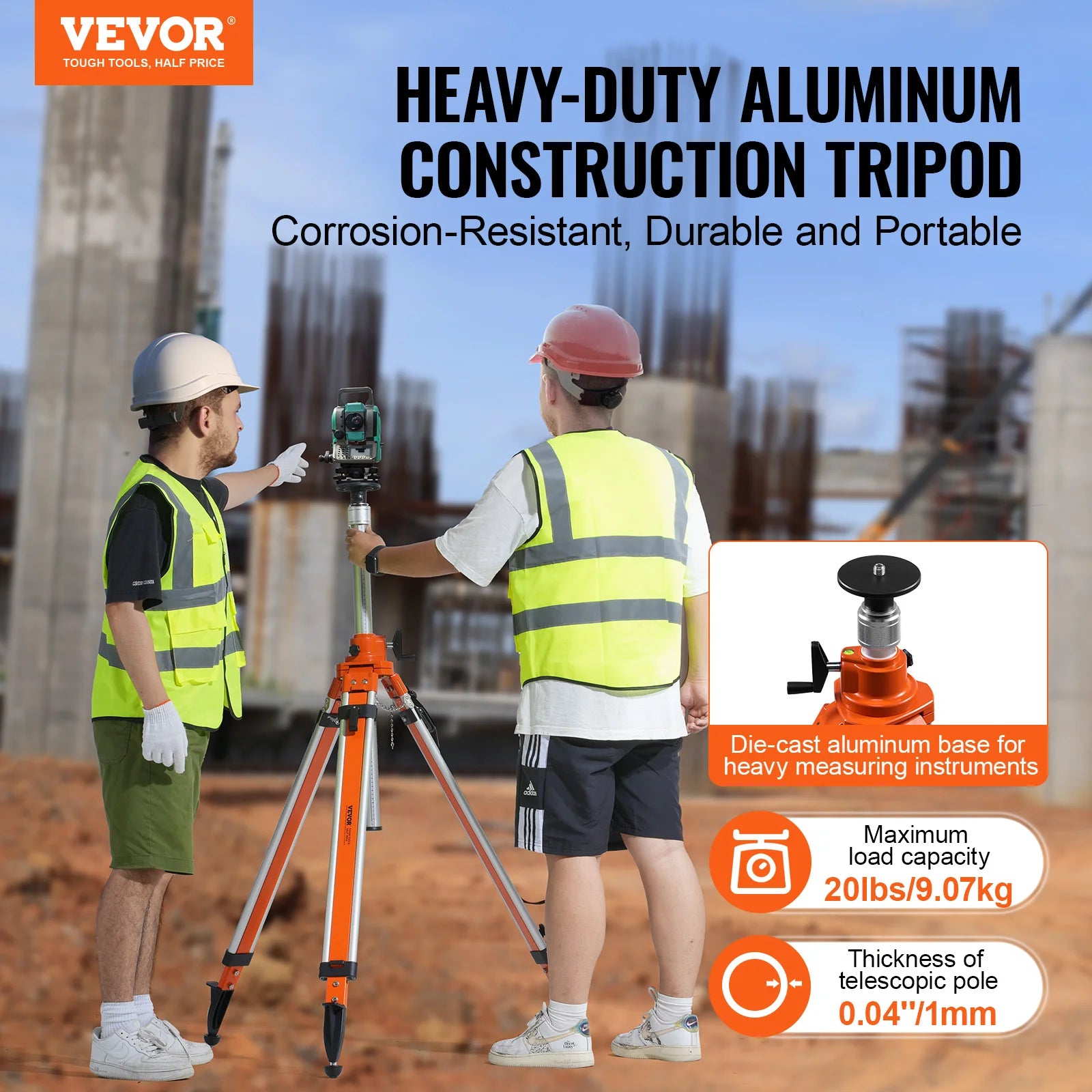Laser Level Tripod Stand Adjustable Aluminum Survey Tripod