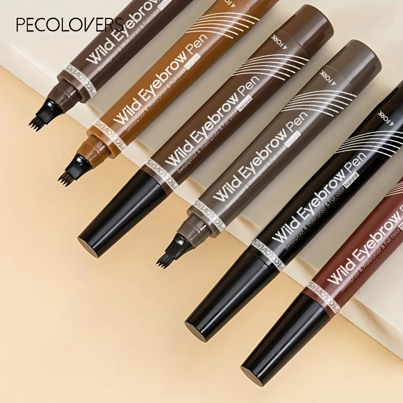 6 Colors 1pc Eyebrow Pen Waterproof 4 Split Tip Eyebrows Pen Eyebrow Tattoo Pen Waterproof Liquid Black Eyebrow Makeup Pencil 