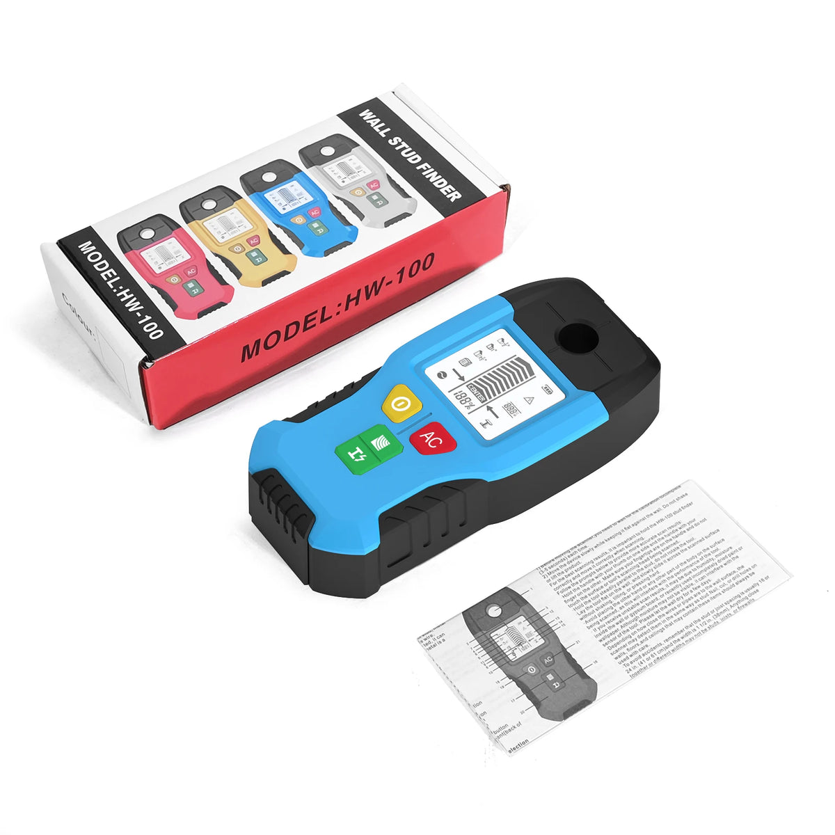 HW-100 Wall Stud Finder with Metal & AC Scanning Modes