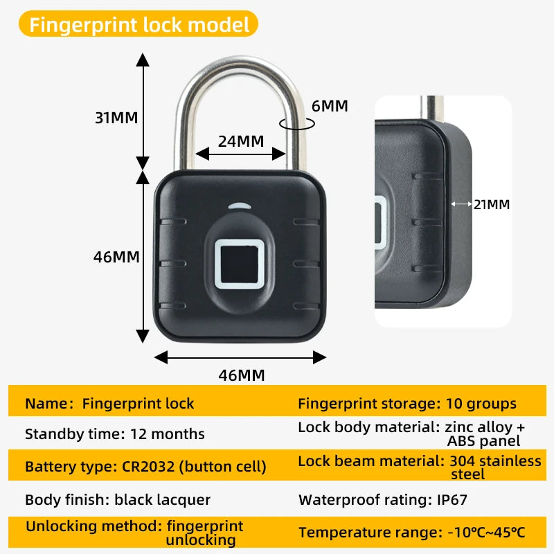 Fingerprint Padlock - SY12 or SY13
