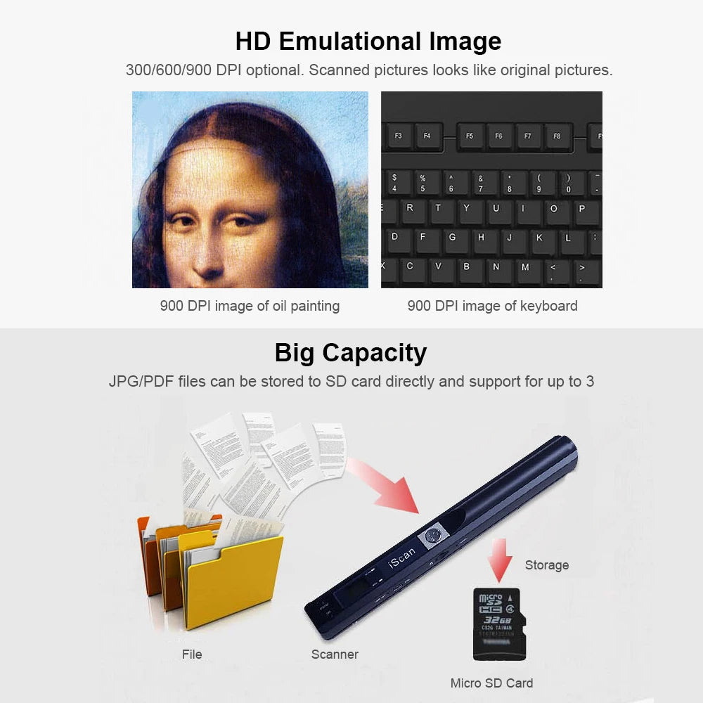Portable A4 Document Scanner for JPG and PDF
