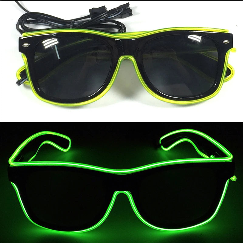 1PC Light Up LED Glasses Glow Sunglasses EL Wire Neon Glasses Glow in The Dark Party Supplies Neon Party Favors for Kids Adults 