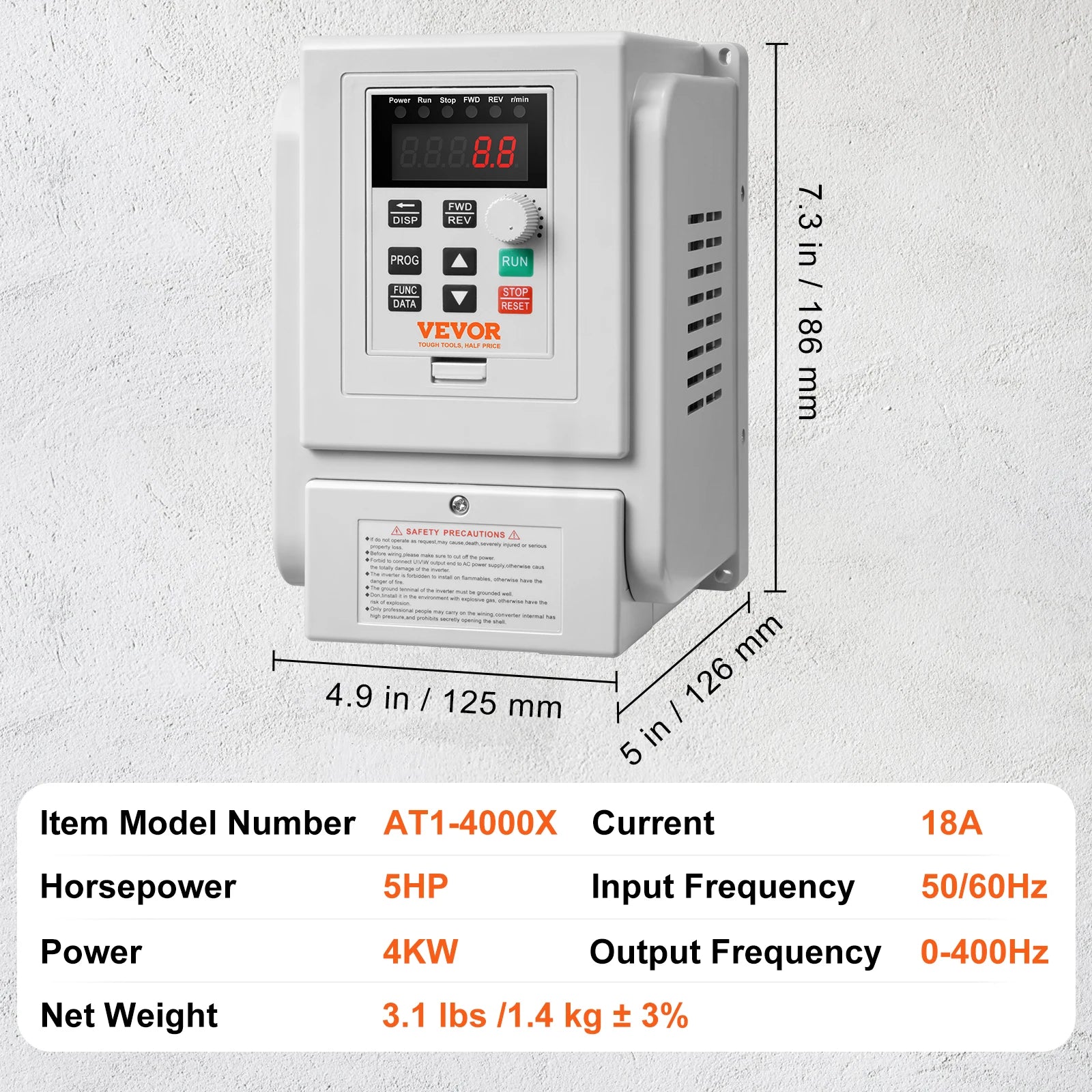 5HP 4KW Variable Frequency Drive 220V Single to 3 Phase Motor Control