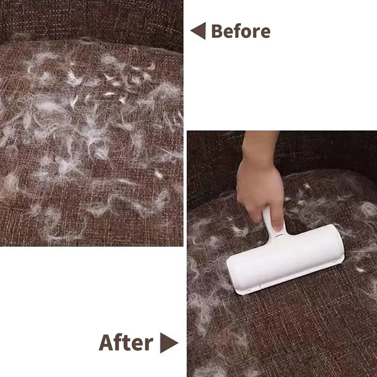 Rolo reutilizável para remover pelos de animais de estimação, com compartimento de recolha