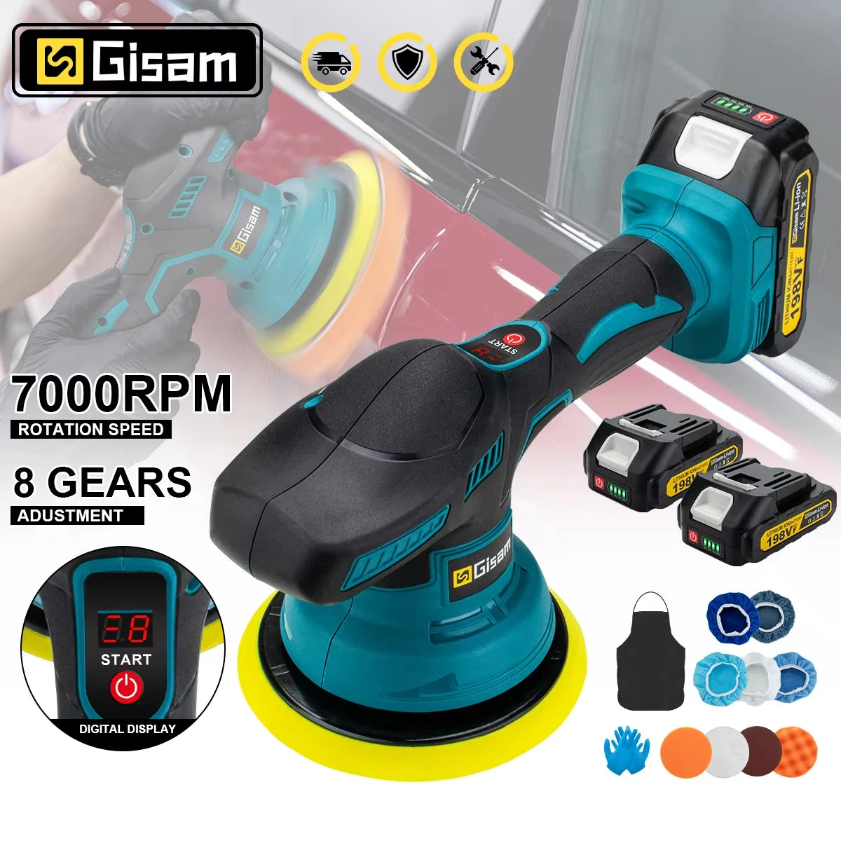 Gisam Cordless Car Polisher for Makita 18V Batteries