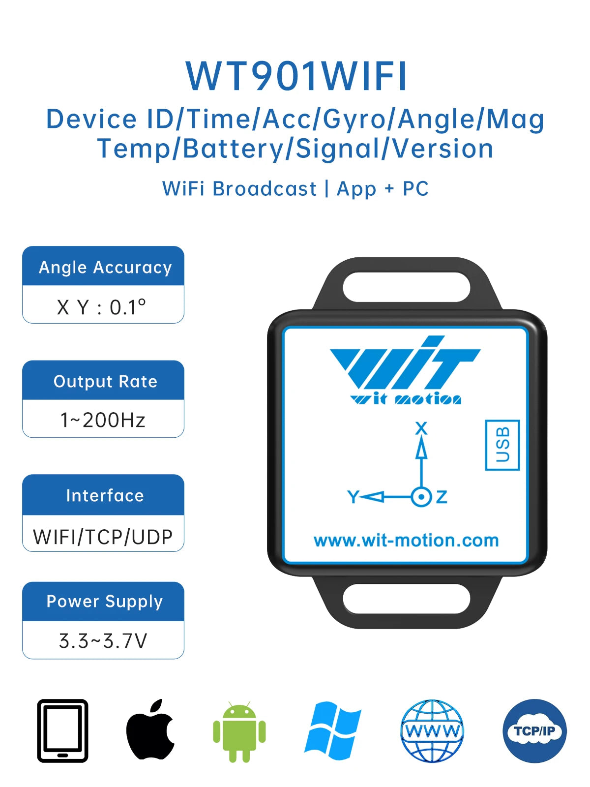 WT901 Wi-Fi Nine-Axis Motion Sensor - Options