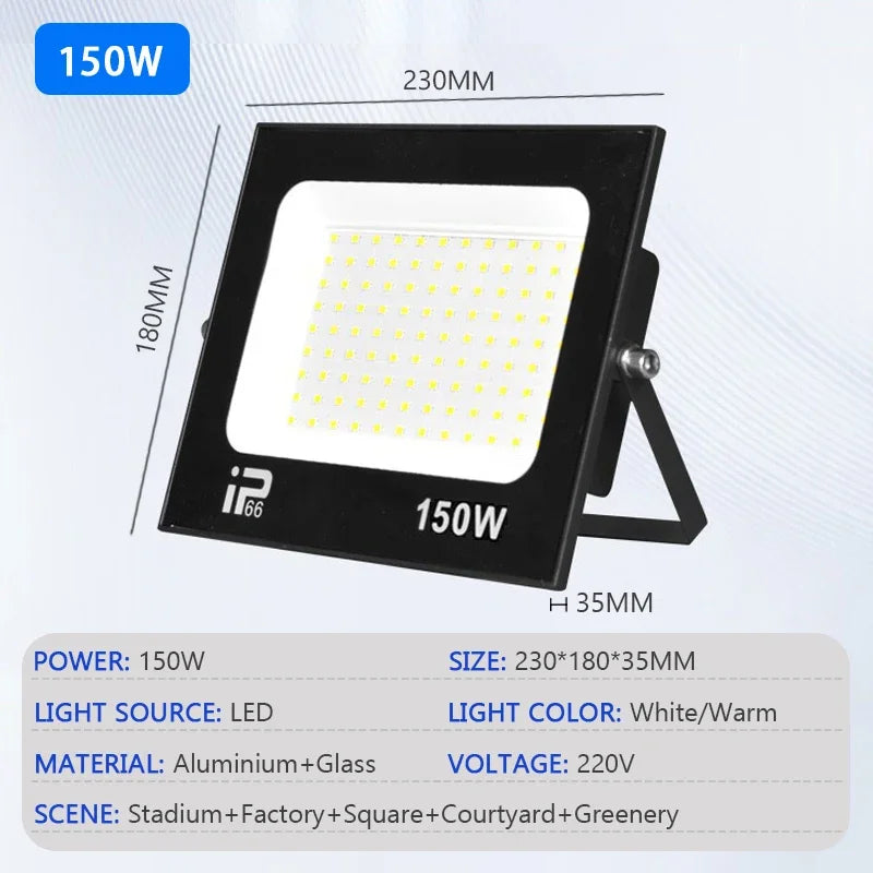 LED Floodlight Outdoor IP66 Waterproof Path Light Spotlight 10W 20W 30W 50W 100W 200W Outdoor Garden Porch Courtyard Lamp AC220V