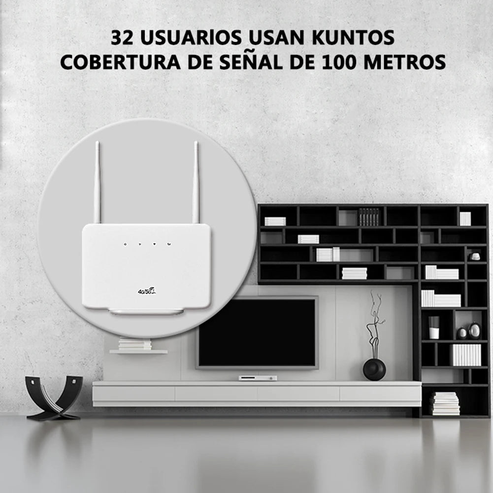 4G Wireless Router 300Mbps 4G Router Wireless Modem External Antenna with Sim Card Slot EU Plug for Home Travel Work 