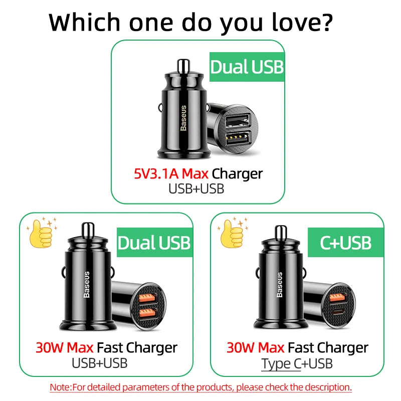 USB Car Charger - USB-A and USB-C Options