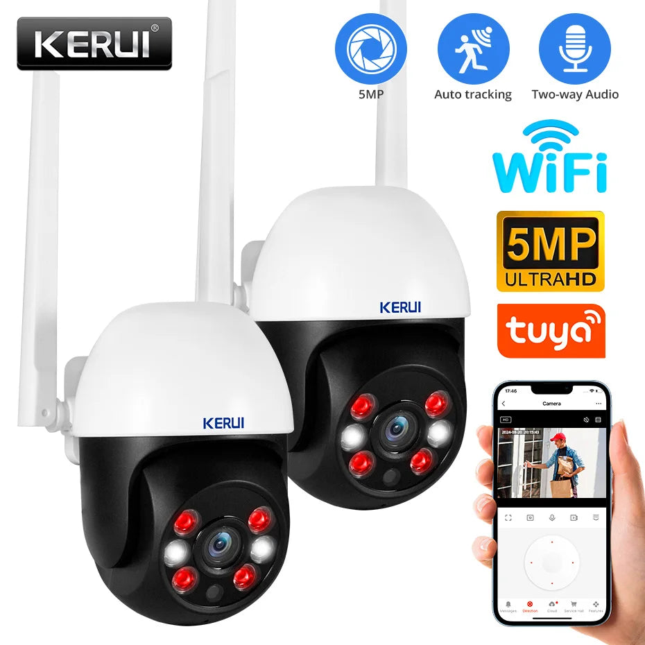 KERUI 5MP Outdoor WiFi Dome Security Camera with Auto Tracking