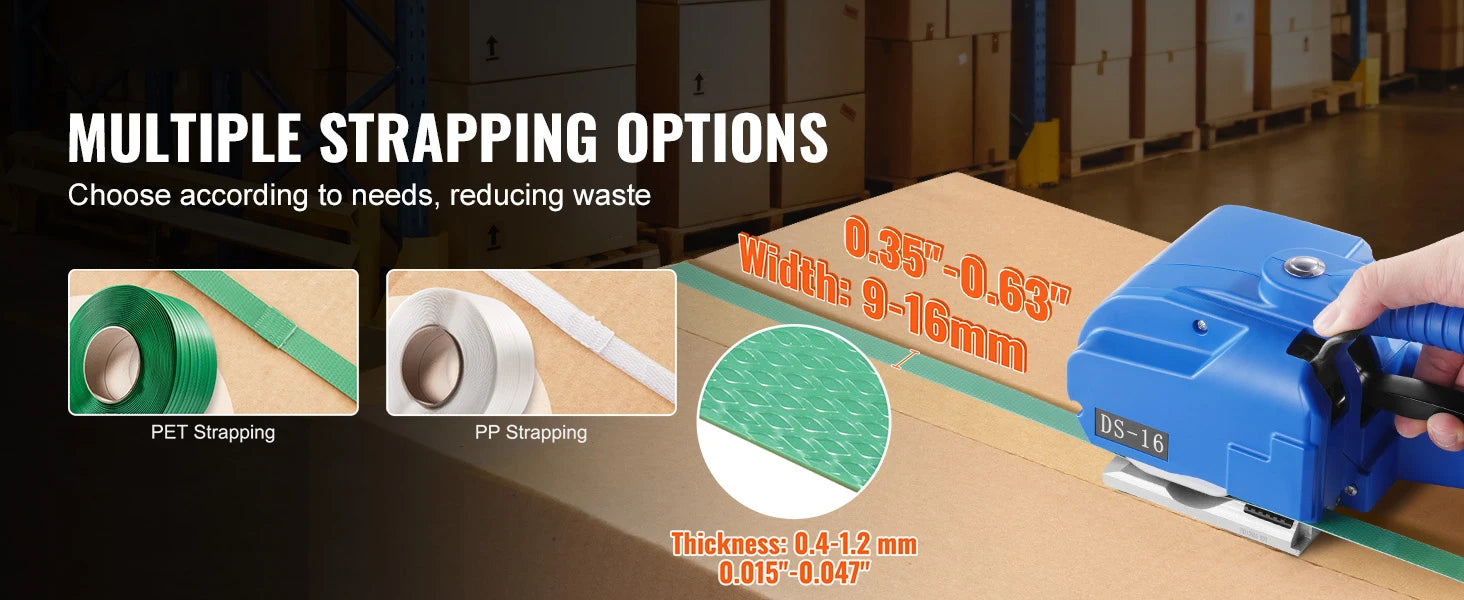SucceBuy Automatic Electric Strapping Machine Portable Powered Banding Tool for 0.35"-0.63" PP PET Straps Packaging Box Pallet