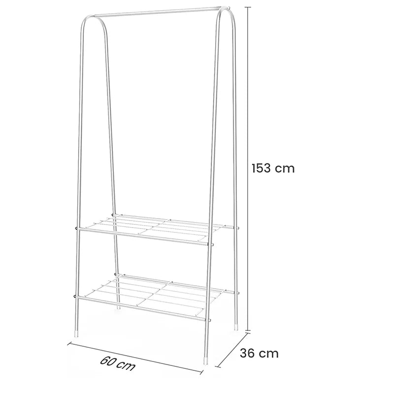 Double Rail Standing Clothes Rack with Storage Shelves