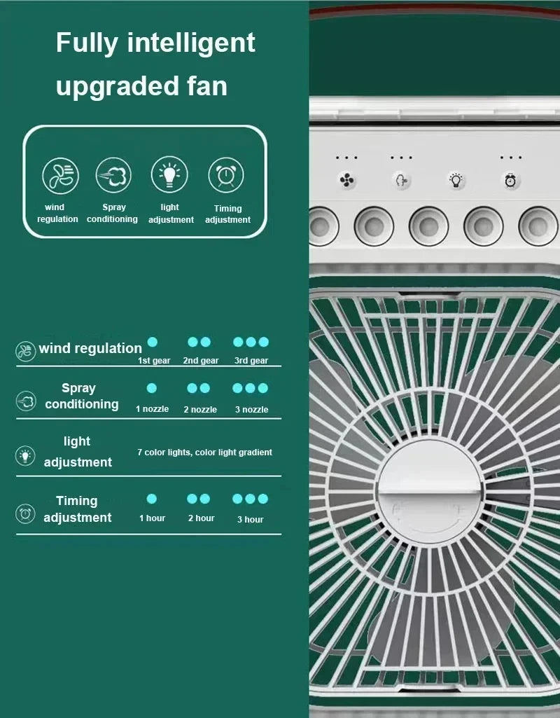 3-in-1 Mini Air Cooler Fan with Humidifier and Night Light