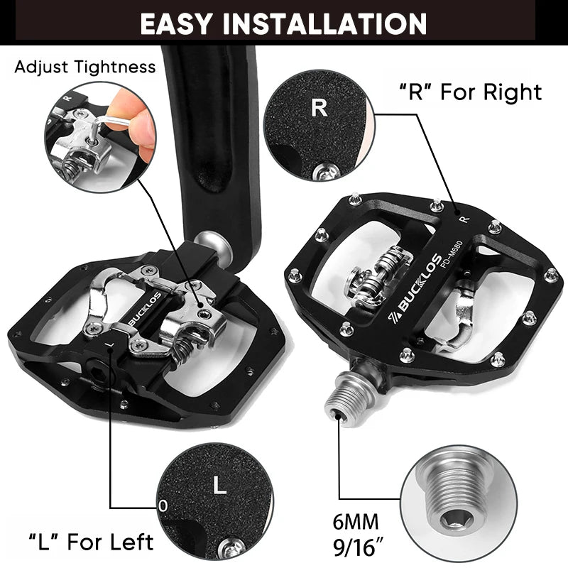 Dual Function SPD Bike Pedals with Sealed Bearings for MTB & Road