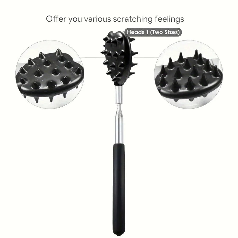 Extendable Cactus Back Scratcher with 1/4-inch & 1/2-inch Spikes, Retractable One-Hand Itch Stick for Men & Women, Durable PVC 