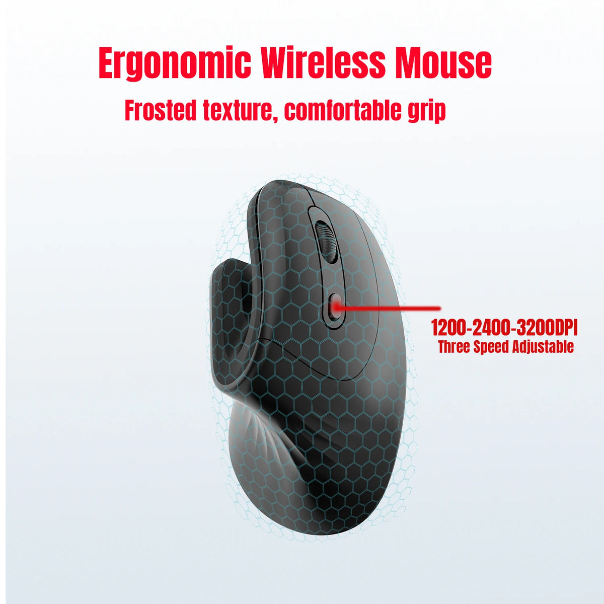 2.4G Wireless Vertical Mouse with Silent Buttons and 3200 DPI