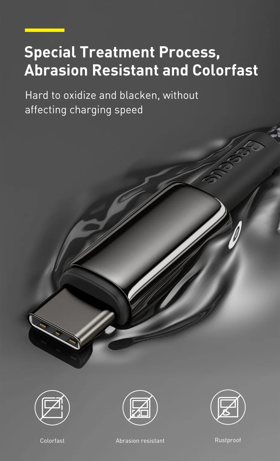 Cable Baseus 100W Tipo C para iPhone 15, Cable de Carga Rápida USB C PD para Macbook, Samsung, Xiaomi, Cable Tipo C USB C