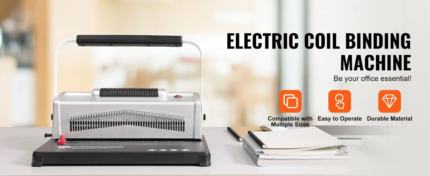 Coil Spiral Binding Machine with Adjustable Spine for 500 Sheets