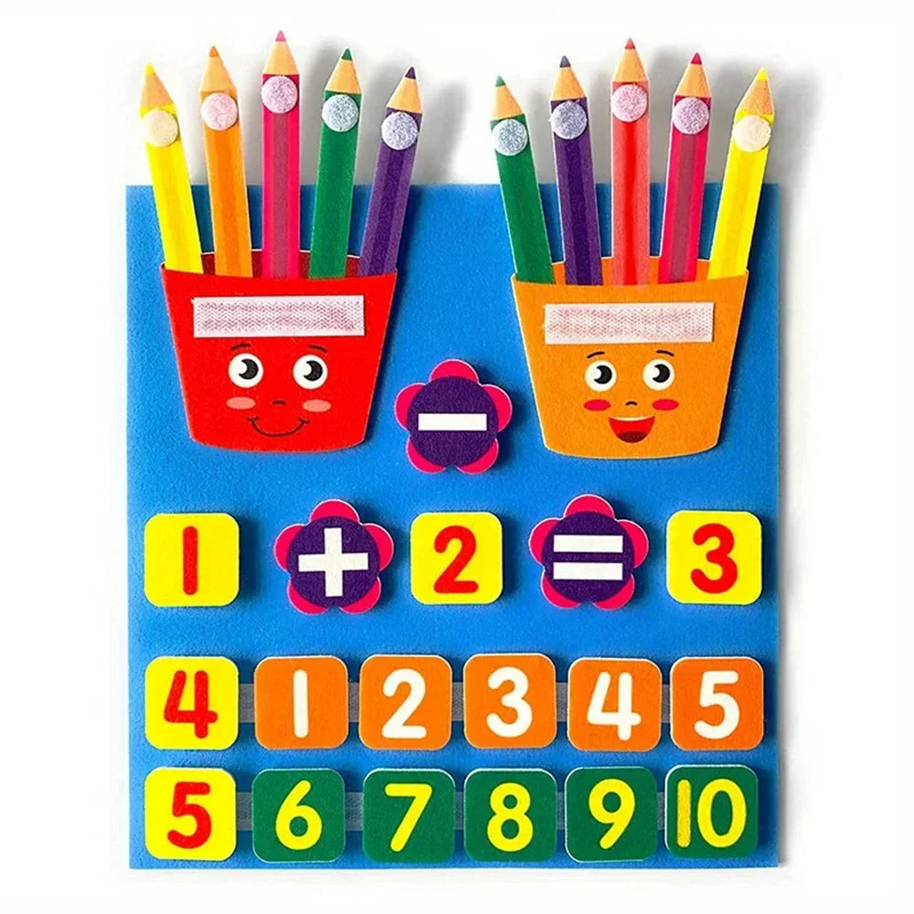Felt Learning Board Children Toys Educational DIY Toy Addition Subtraction Finger Arithmetic Teaching Enlightenment Board 