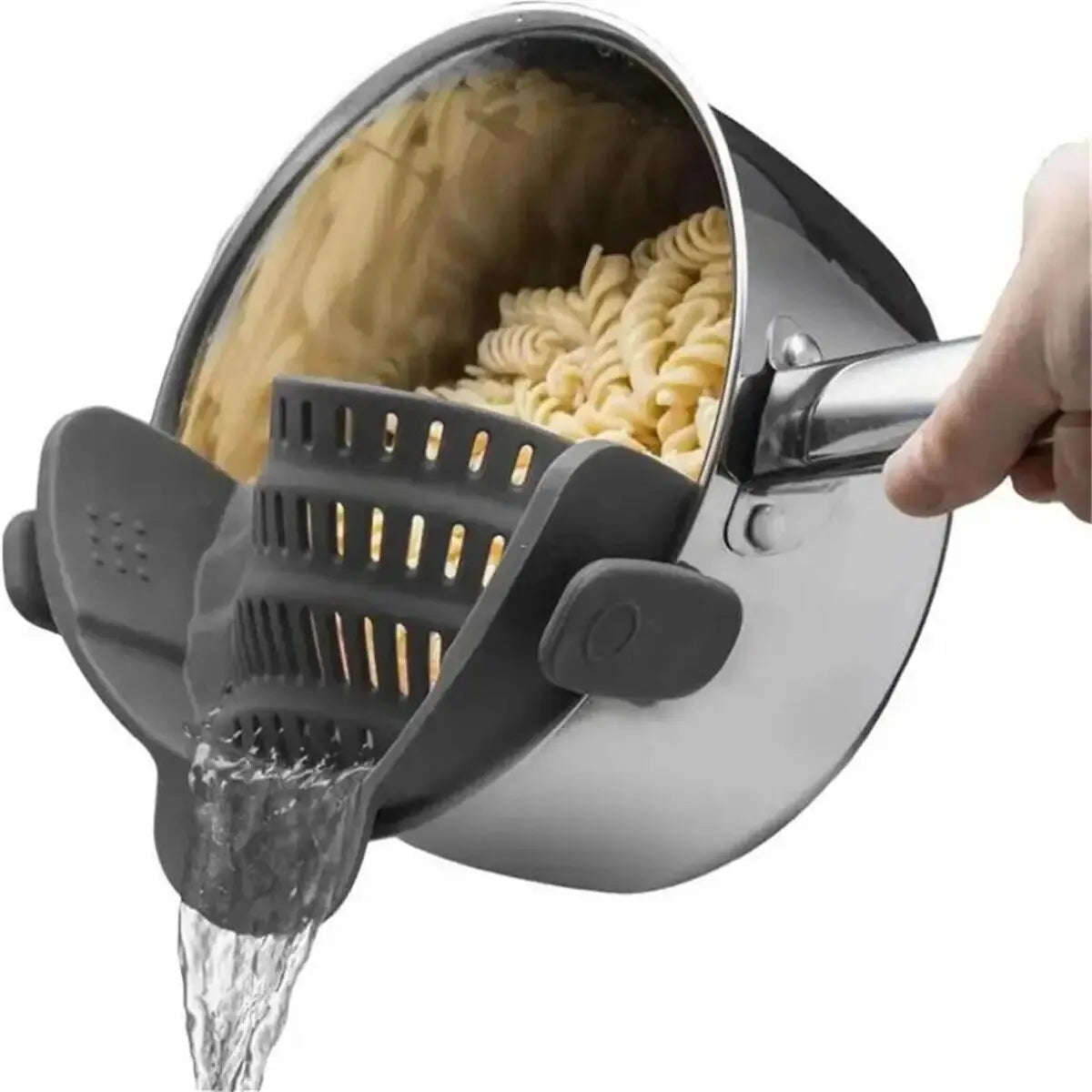1pc Adjustable Silicone Clip-On Strainer for Pots, Pans, and Bowls - Handheld Drainer for Noodles, Pasta 